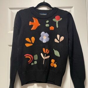 Princess Highway Black Sweater with floral and bird  Embroidery
